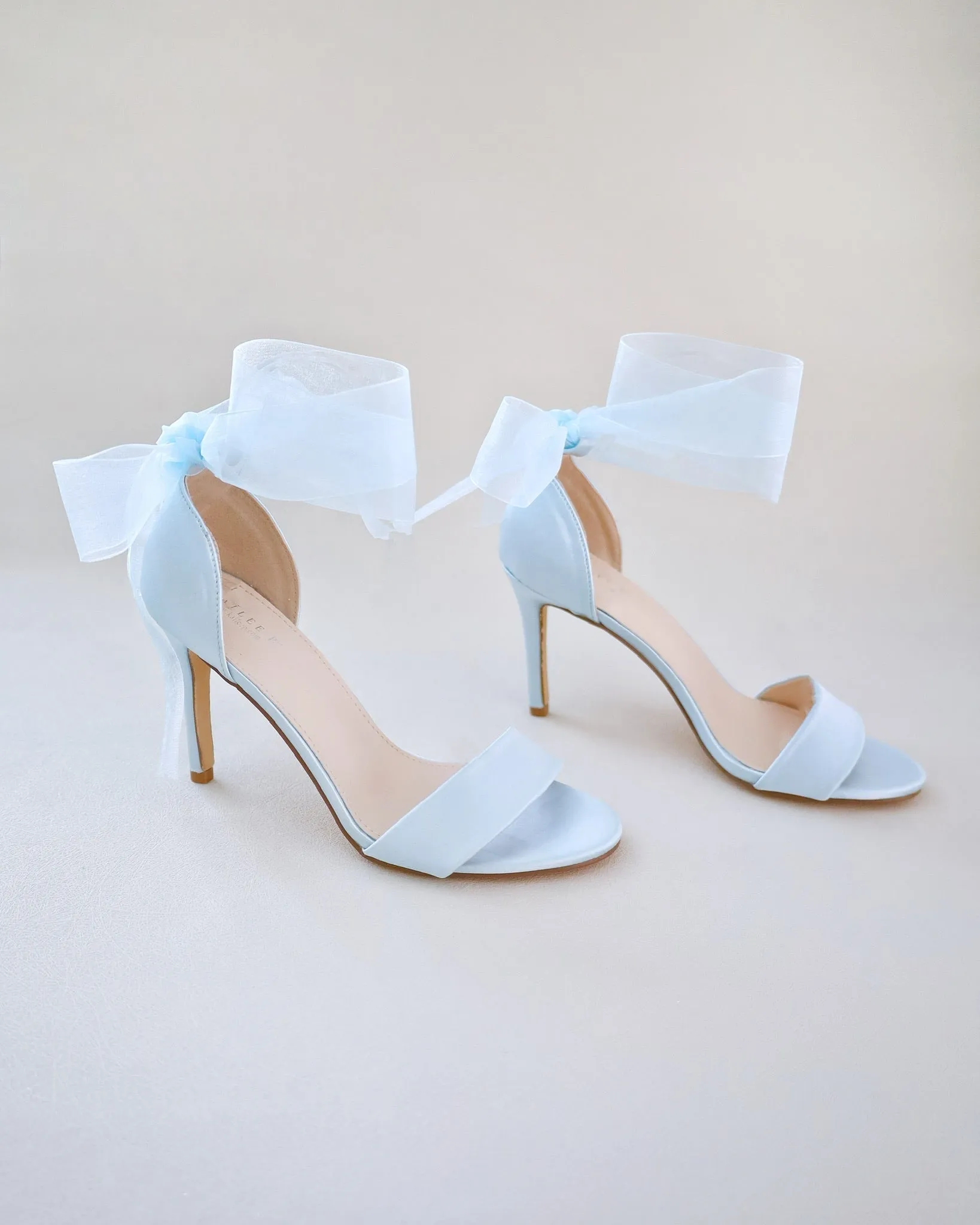Satin High Heel Wedding Sandals with Wrapped Ankle Tie