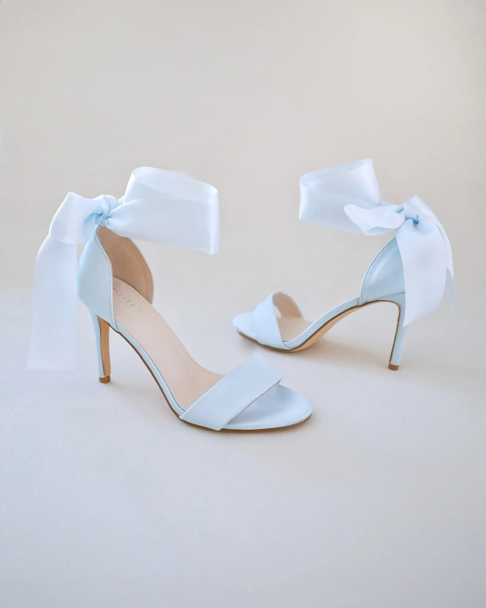 Satin High Heel Wedding Sandals with Wrapped Ankle Tie