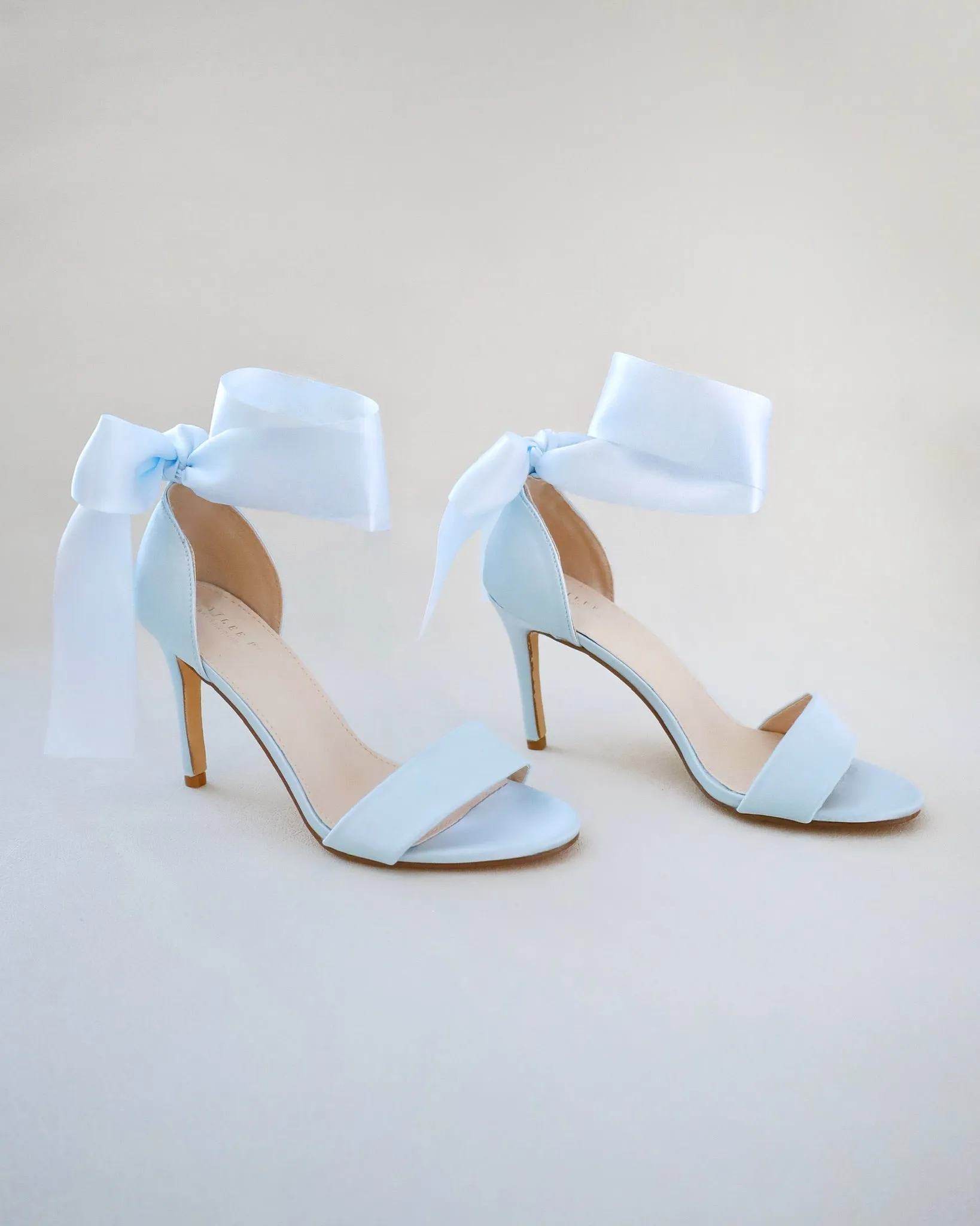 Satin High Heel Wedding Sandals with Wrapped Ankle Tie