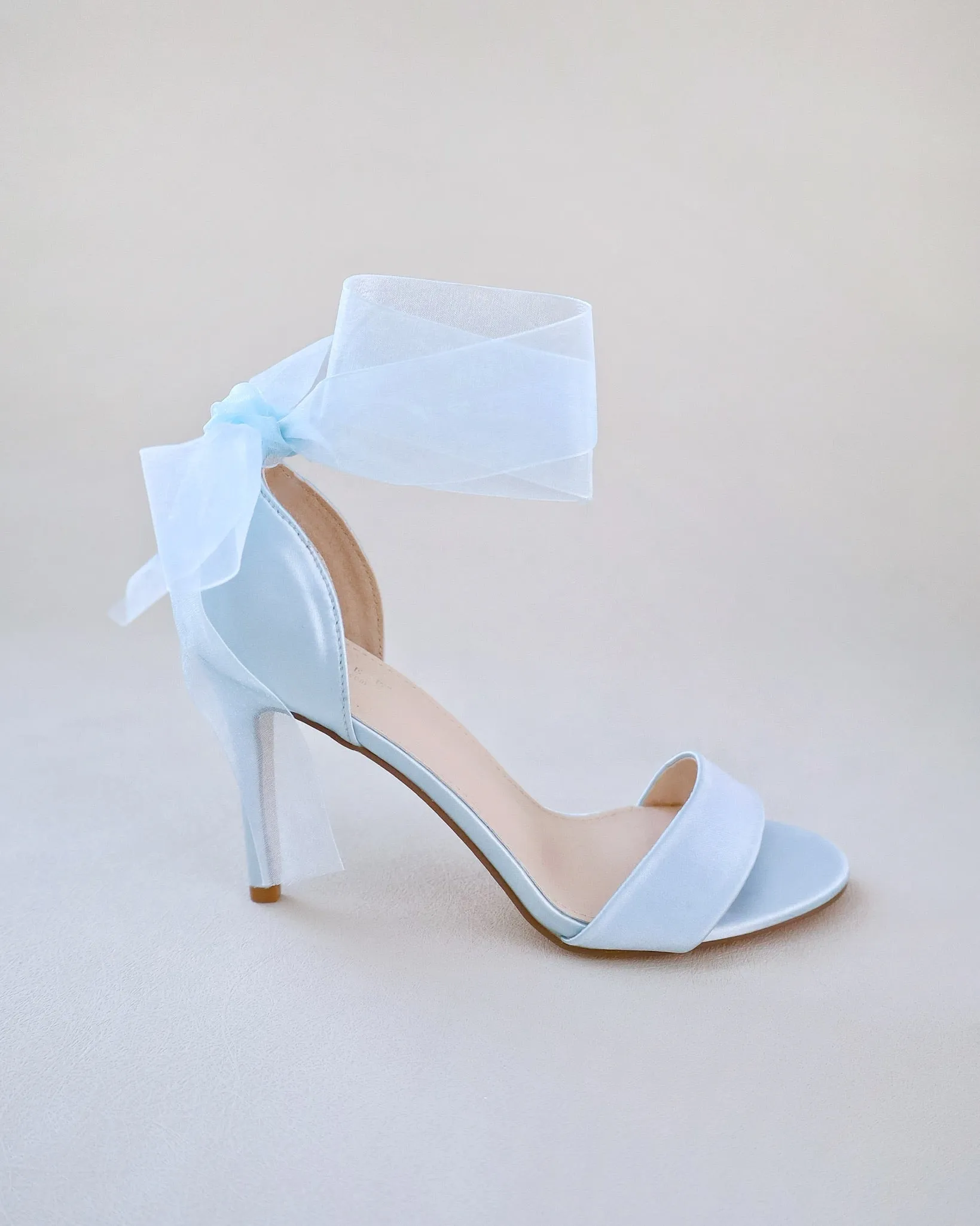 Satin High Heel Wedding Sandals with Wrapped Ankle Tie
