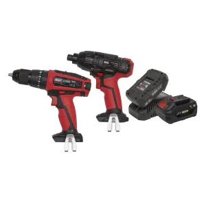 Sealey 2 x 20V SV20 Series Cordless Ø13mm Combi Drill & 1/4"Hex Drive Impact Driver Combo Kit