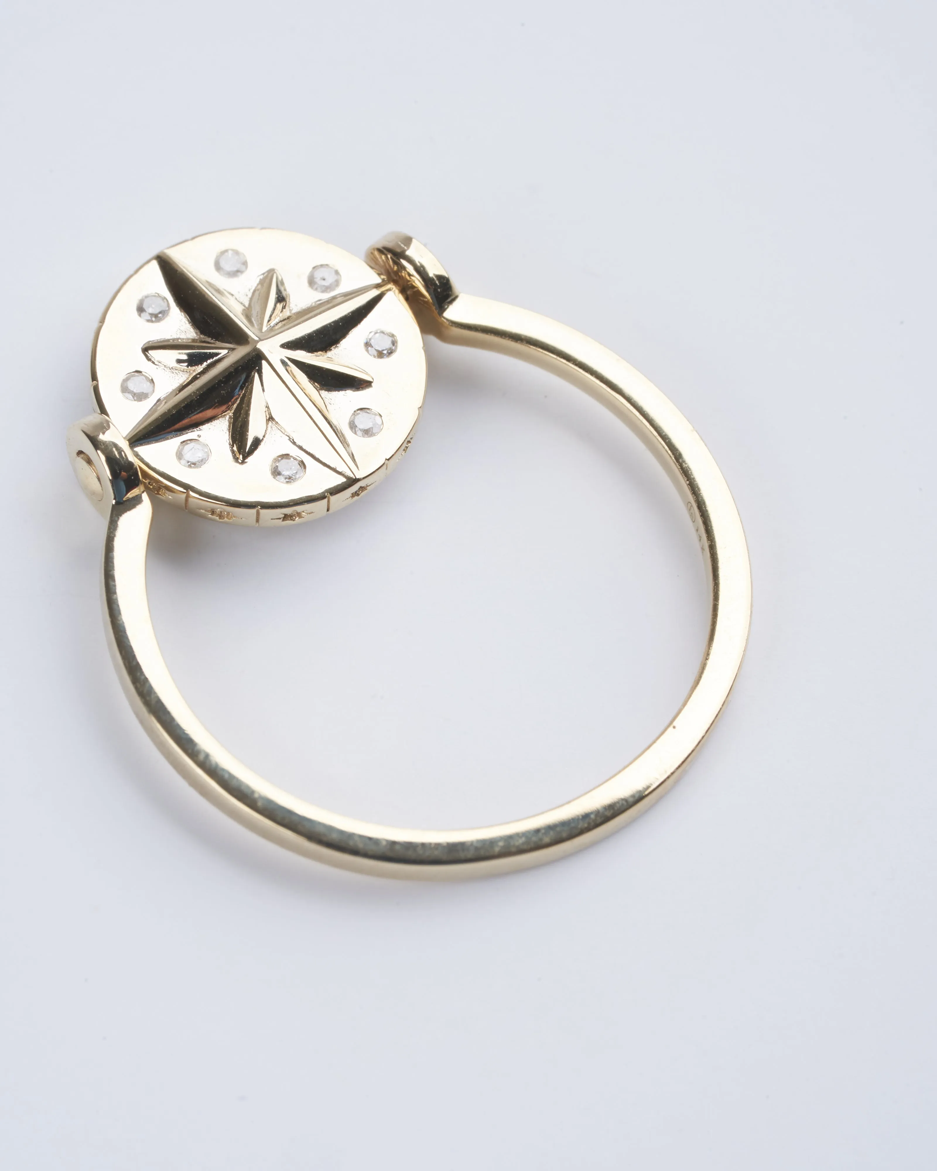 shooting star engraved flip ring