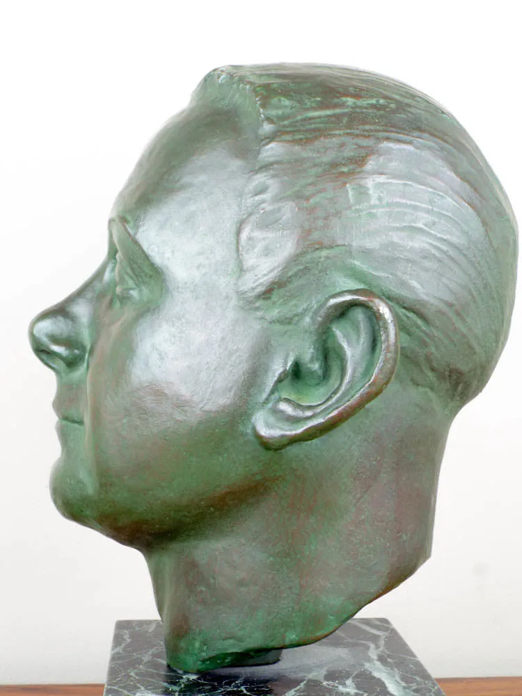 Signed Bronze Male Bust Sculpture by Nadia Scarpitta