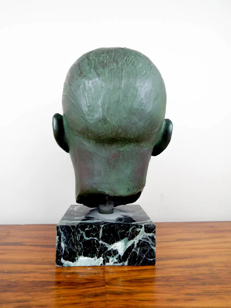Signed Bronze Male Bust Sculpture by Nadia Scarpitta
