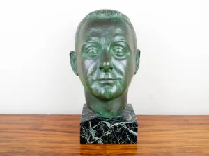 Signed Bronze Male Bust Sculpture by Nadia Scarpitta