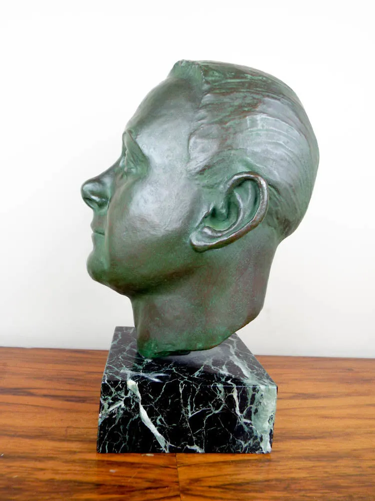 Signed Bronze Male Bust Sculpture by Nadia Scarpitta
