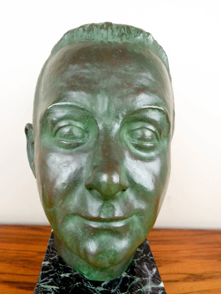 Signed Bronze Male Bust Sculpture by Nadia Scarpitta