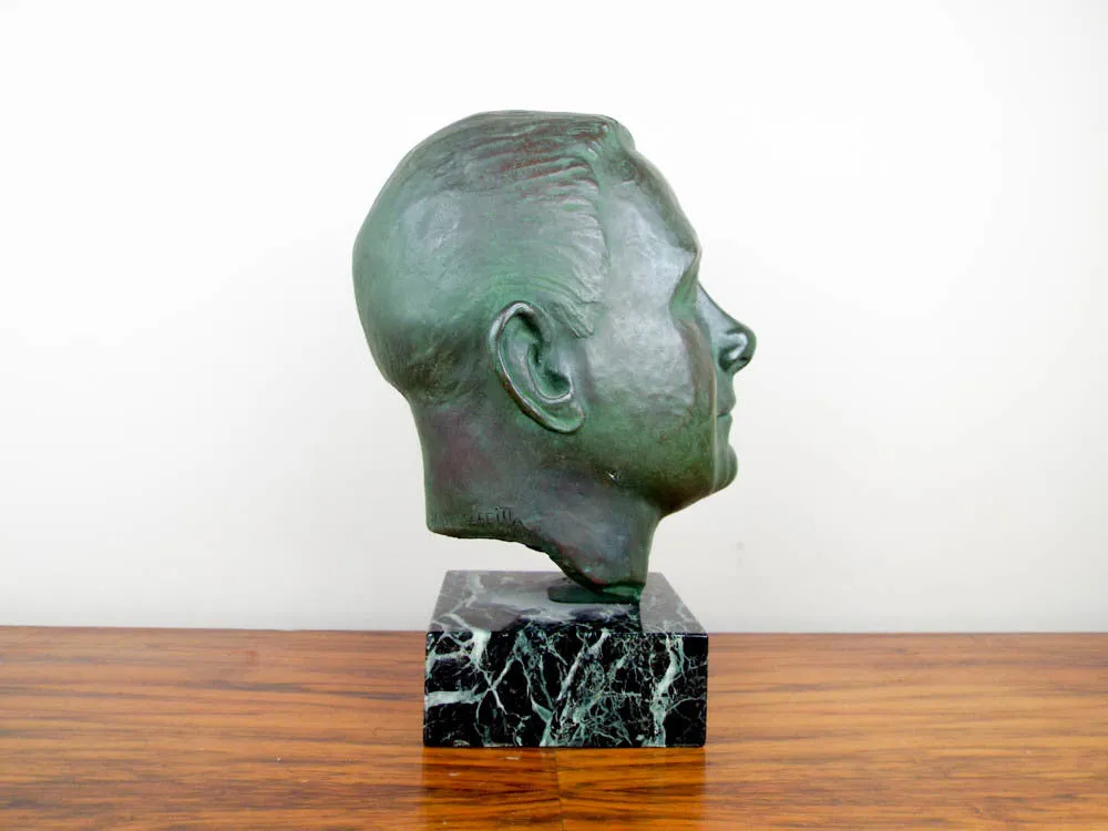 Signed Bronze Male Bust Sculpture by Nadia Scarpitta
