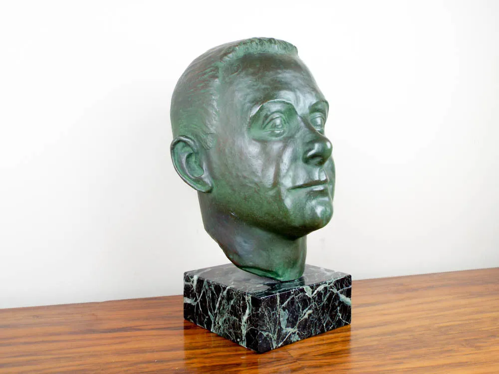 Signed Bronze Male Bust Sculpture by Nadia Scarpitta