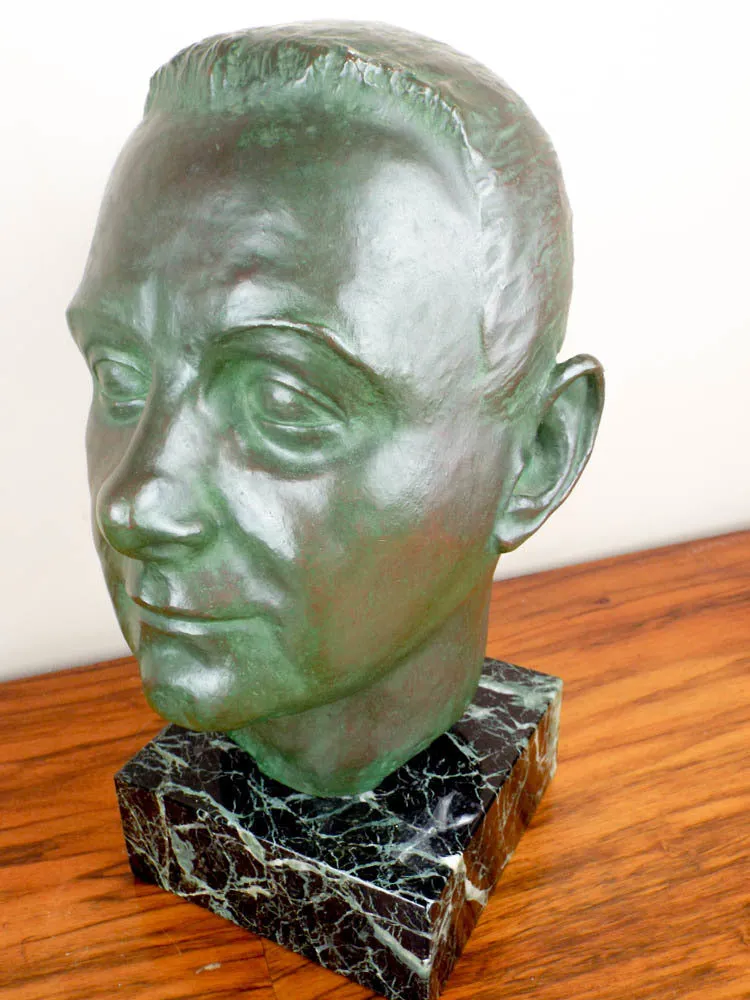 Signed Bronze Male Bust Sculpture by Nadia Scarpitta