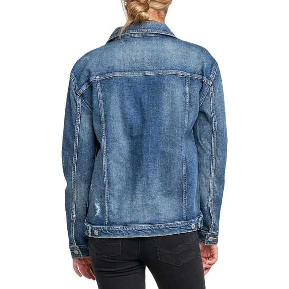 Silver Jeans Co. Selena Trucker Blue Denim Jean Jacket Small