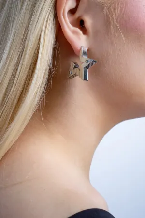 Silver Star Multi-layered Hoop Earrings