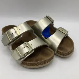 Size 9.5: Birkenstock Golden Shimmery Buckle Strap Sandals