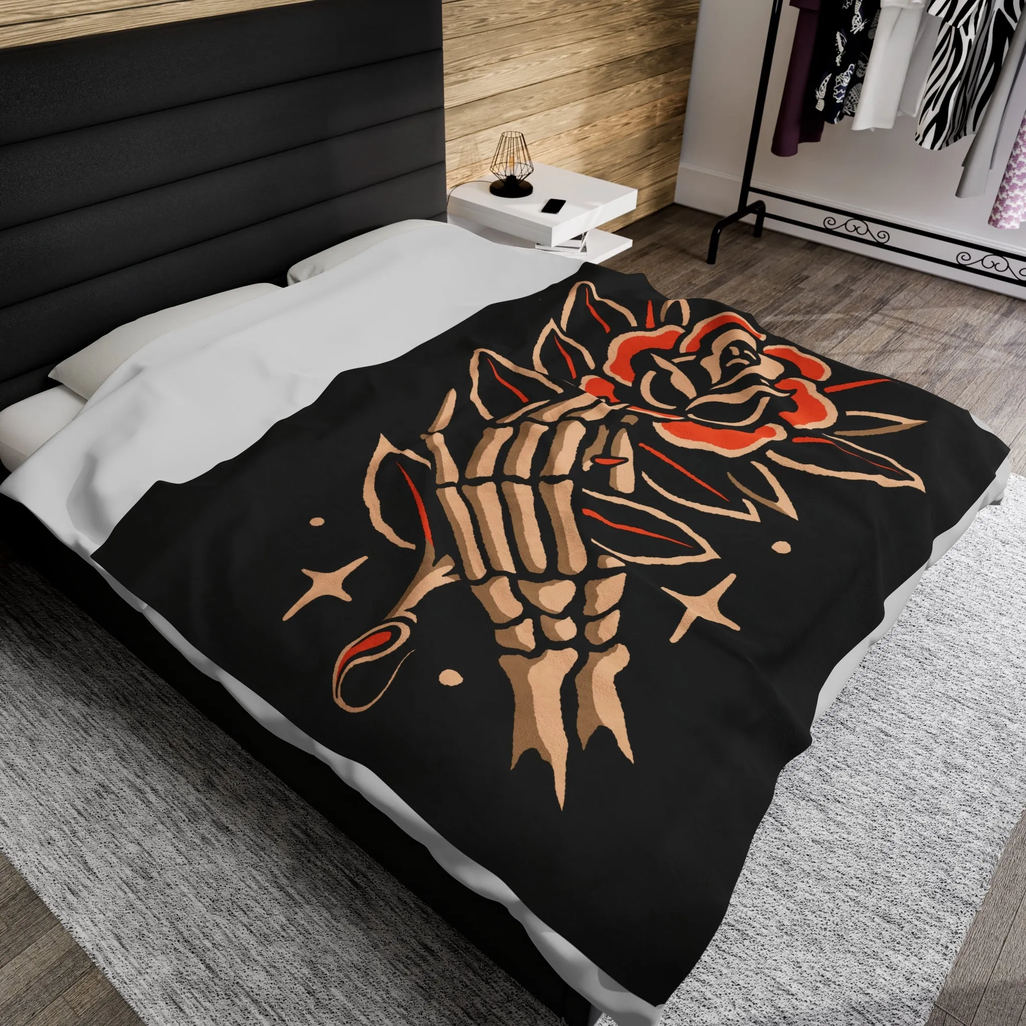 Skeleton Hands Velveteen Plush Blanket