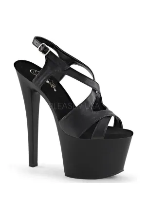 SKY-330 Platform Sandal  | Black Faux Leather