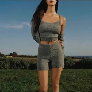 (S/M) NWT $52 SKIMS Cozy Knit Tank in Juniper Grey RARE