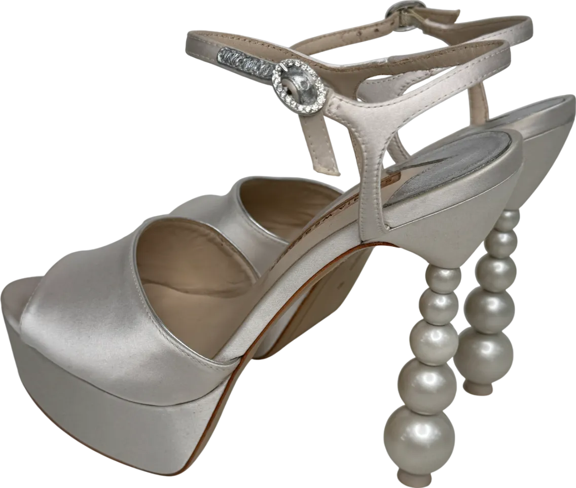Sophia Webster Cream Ivory Satin Perla Platform Heel Sandals UK 7 EU 40 👠