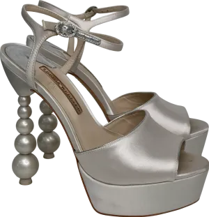 Sophia Webster Cream Ivory Satin Perla Platform Heel Sandals UK 7 EU 40 👠
