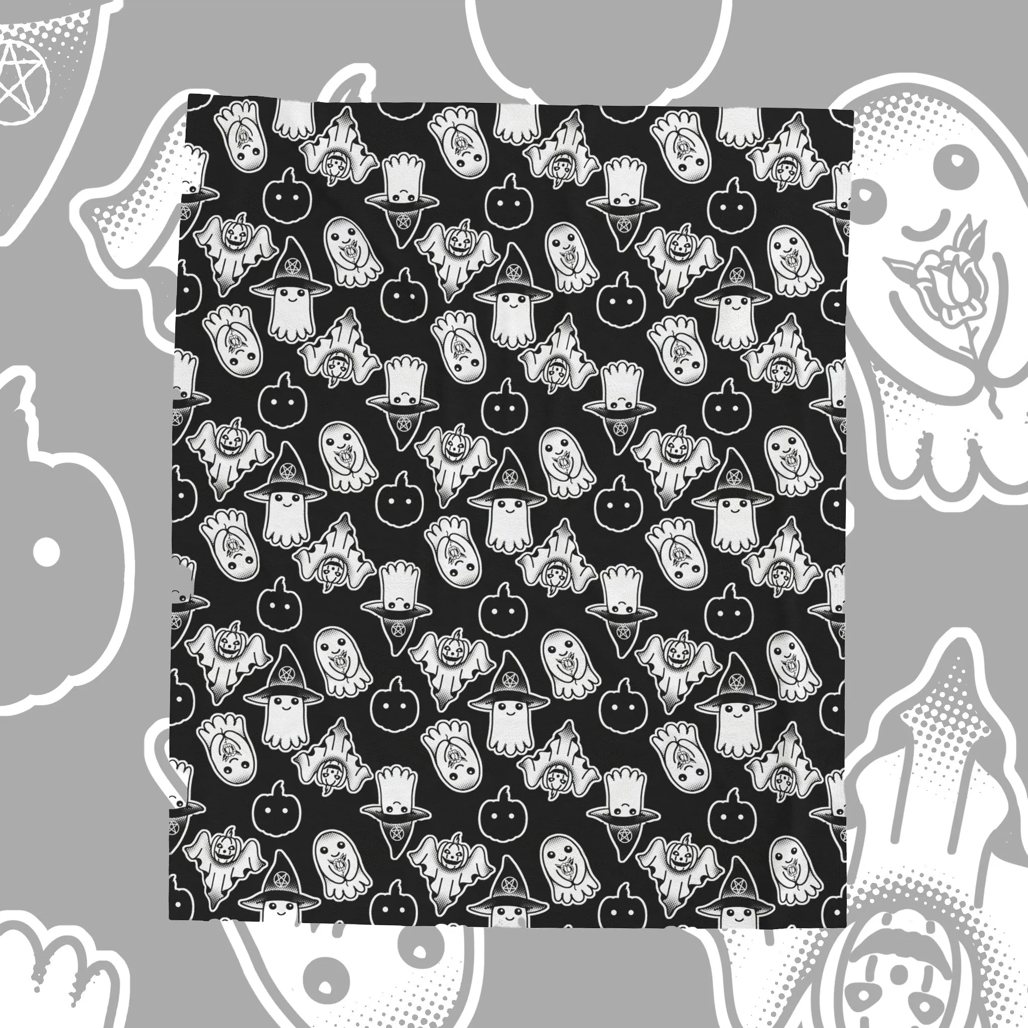 Spooky Ghosts Velveteen Plush Blanket