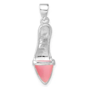 Sterling Silver Pink Cat's Eye High Heel Pendant