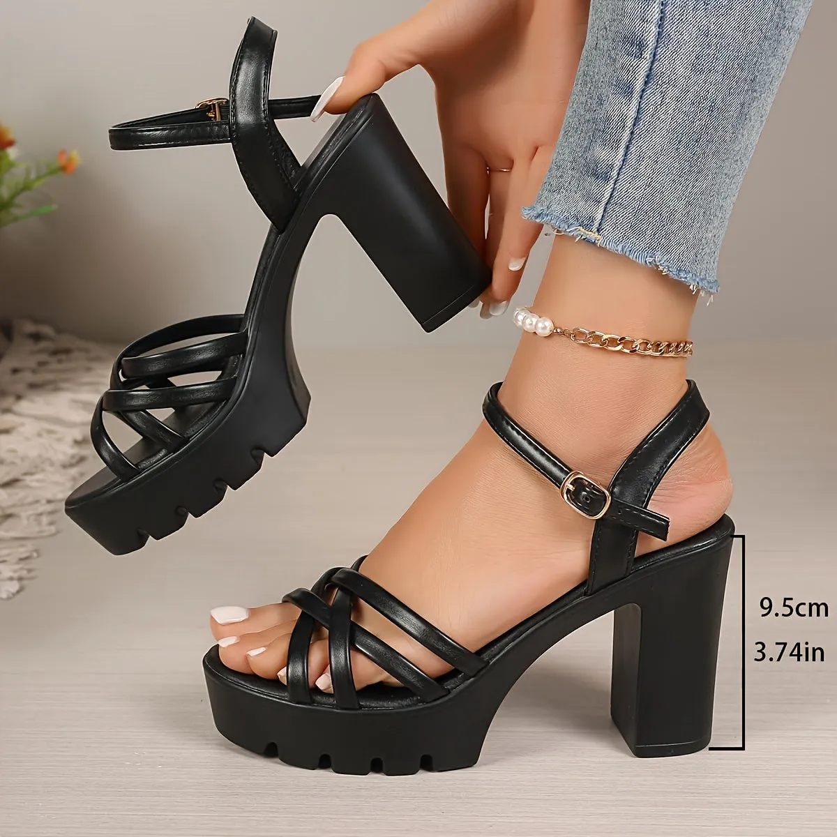 Summer Heeled Sandals, High Heels, Elegant  Outdoor Sandals, FS