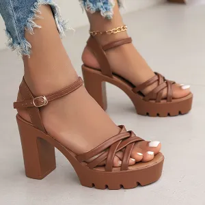 Summer Heeled Sandals, High Heels, Elegant  Outdoor Sandals, FS