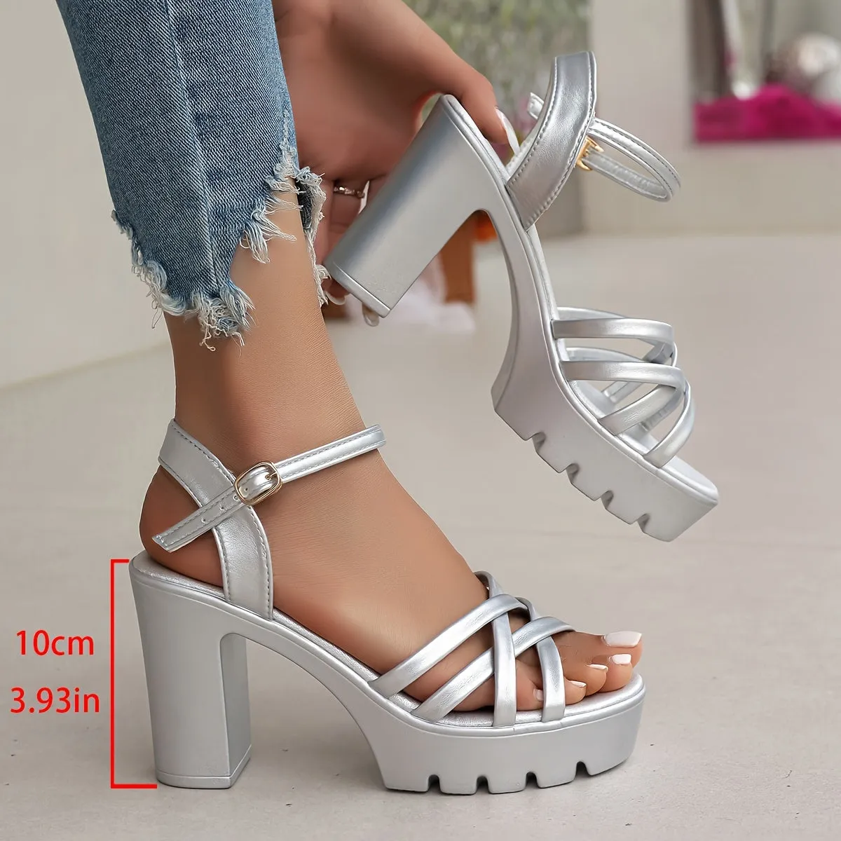 Summer Heeled Sandals, High Heels, Elegant  Outdoor Sandals, FS