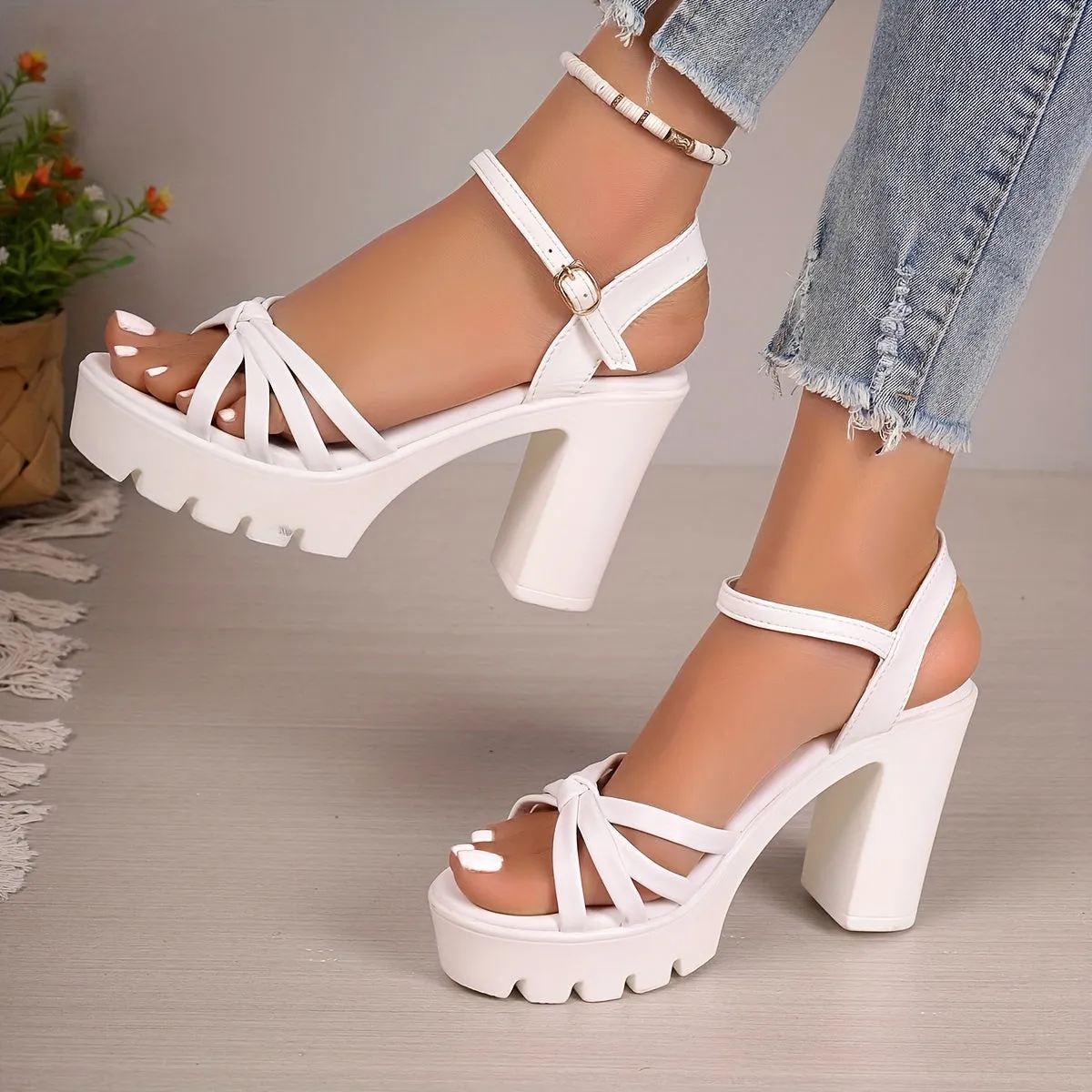 Summer Heeled Sandals, High Heels, Elegant  Outdoor Sandals, FS