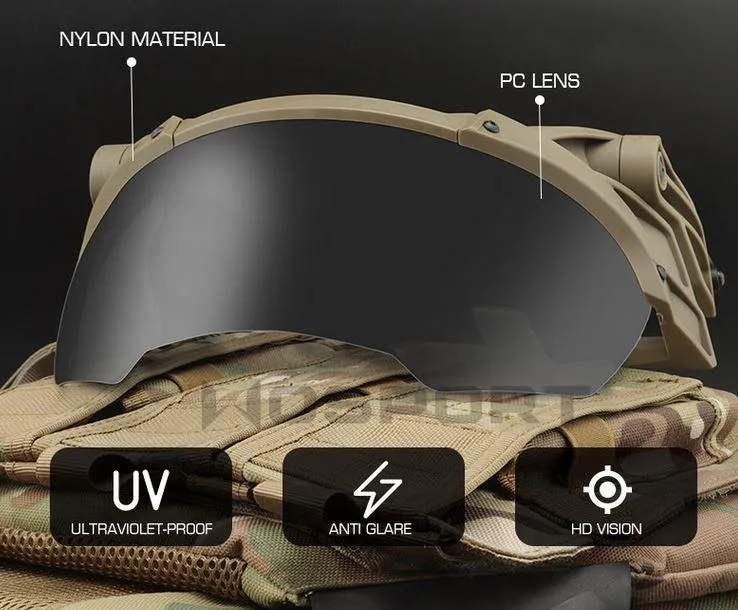 Tactical helmet outer suspension flip goggles - OD