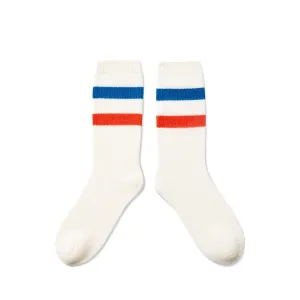 The Cashmere Blend Sock - Cream/Royal Blue/Poppy