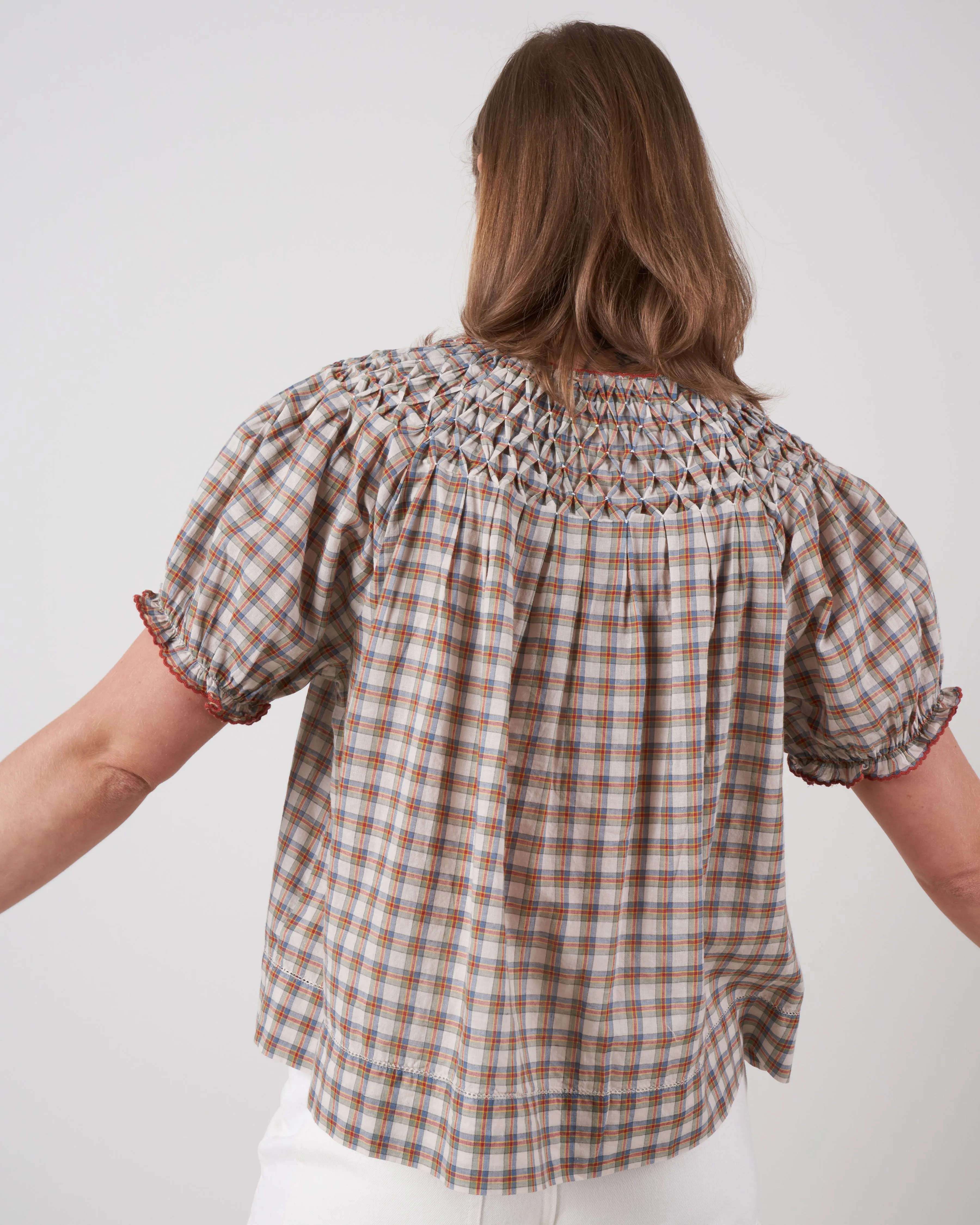 the hazel top - meadow plaid