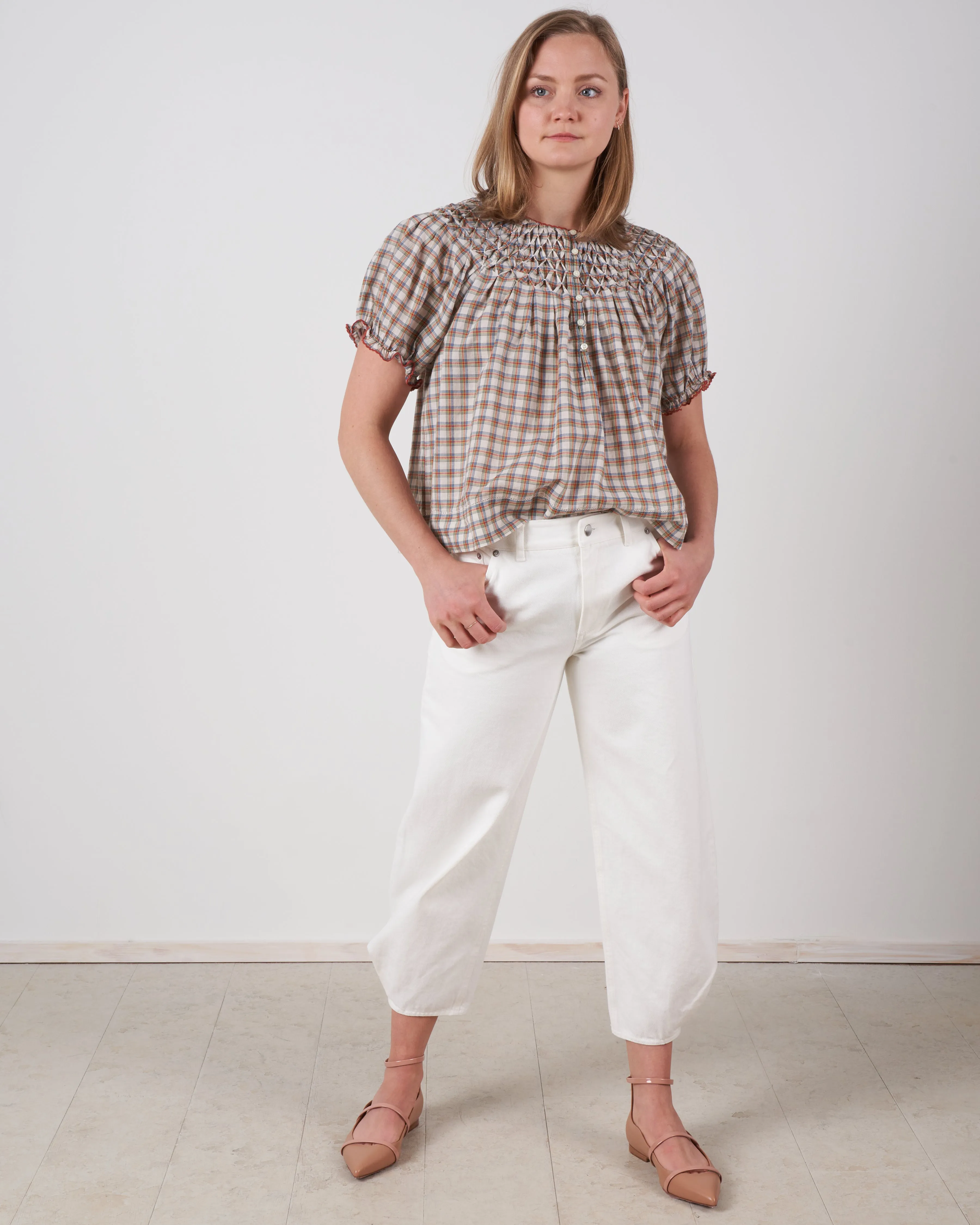 the hazel top - meadow plaid