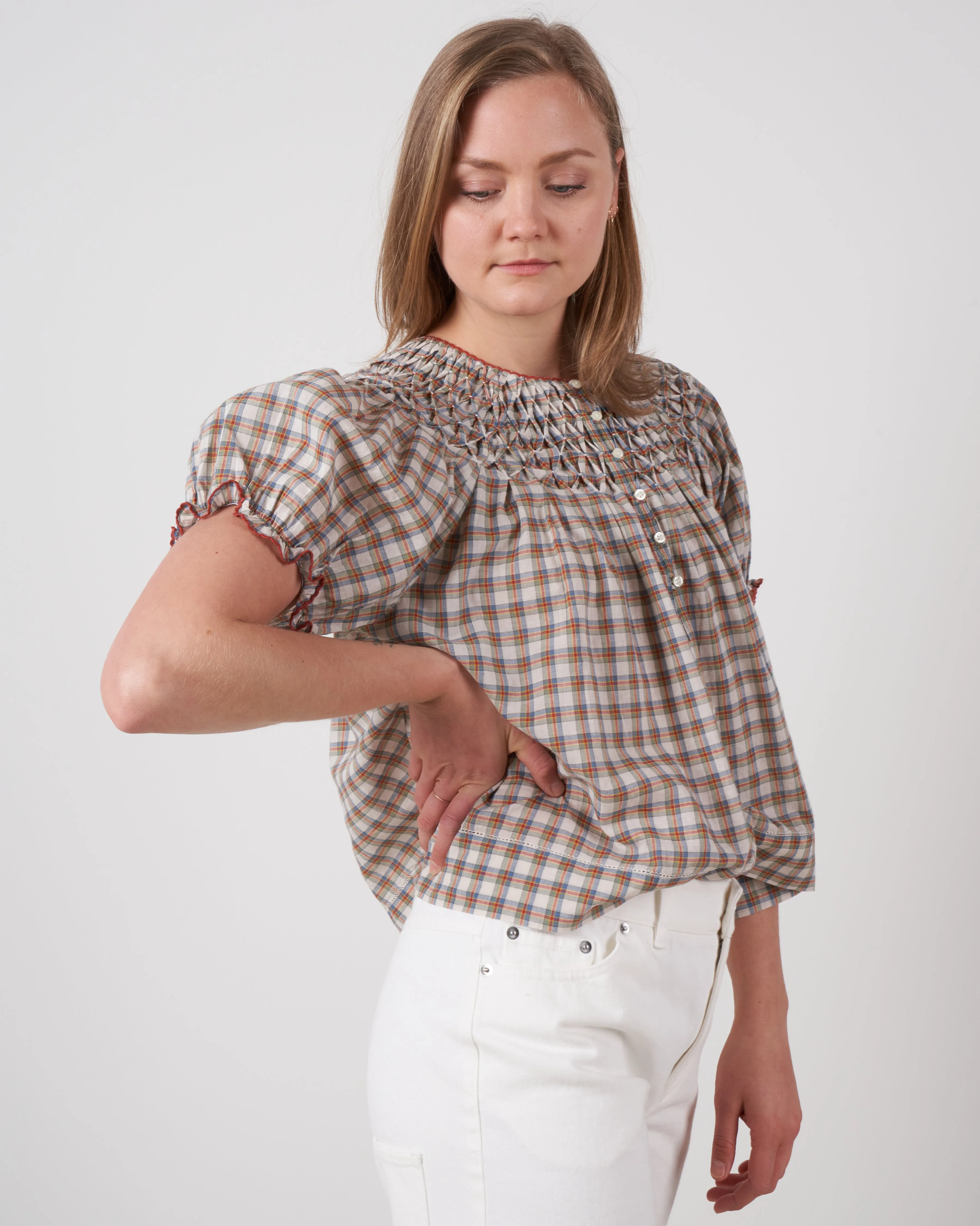 the hazel top - meadow plaid