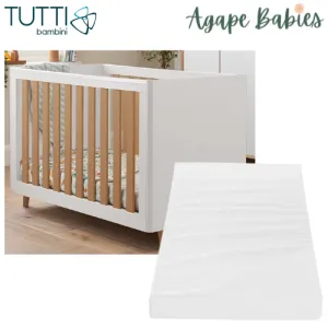 Tutti Bambini Fika Mini Cot Bed - (White/Light Oak)   Foam Cot Mattress (60X120cm) - BundelPack