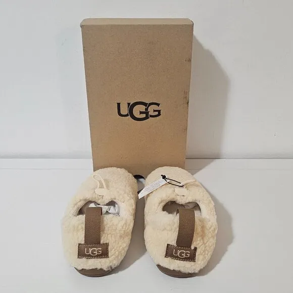 UGG Kids' Faux Slipper - (Natural / Chestnut) - Size 4 - 1143792