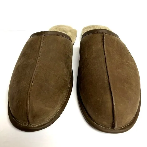 UGG Men's Scuff Slippers Brown Leather, Size 17 M
