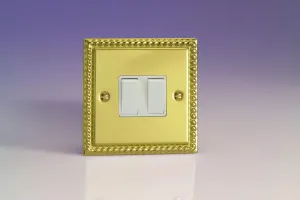 Varilight 2-Gang (10A Intermediate Switch   10A 1- or 2-Way Rocker Light Switch) Georgian Brass XG71W