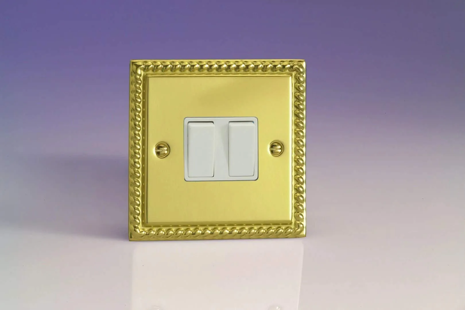 Varilight 2-Gang (10A Intermediate Switch   10A 1- or 2-Way Rocker Light Switch) Georgian Brass XG71W