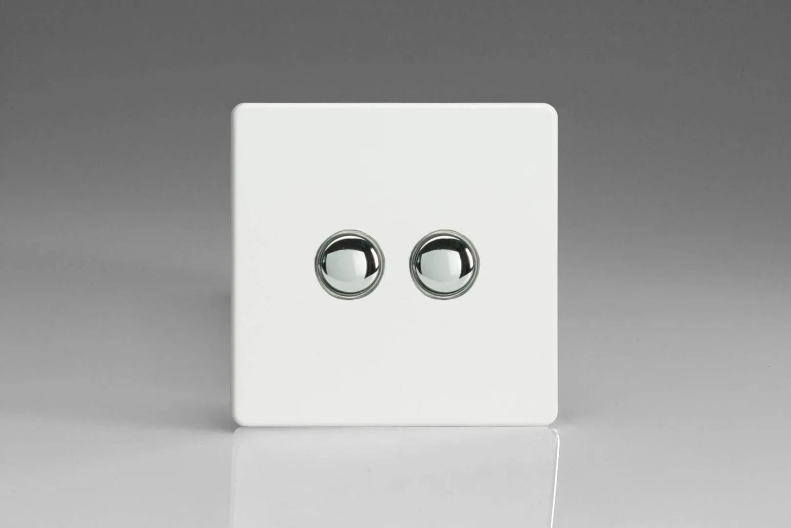 Varilight 2-Gang 6A 1- or 2-Way Push-On/Off Impulse Switch Premium White XDQP2S