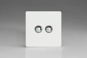 Varilight 2-Gang 6A 1- or 2-Way Push-On/Off Impulse Switch Premium White XDQP2S