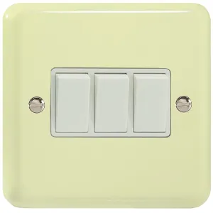 Varilight 3 Gang (Triple), 1 or 2 Way 10 Amp Switch, Classic Lily White Chocolate XY3W.WC