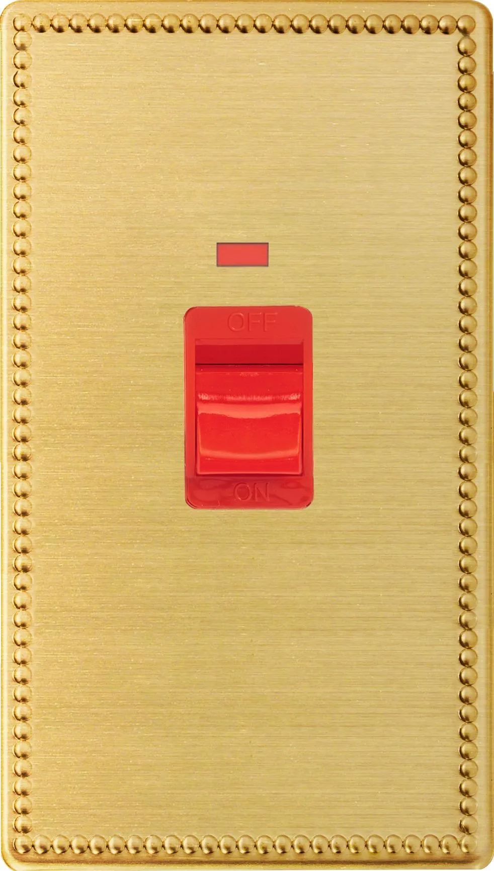 Varilight 45 Amp Cooker Switch with Neon (Vertical Double Size), Dimension Screwless Jubilee Brushed Brass XDY45NWS.JB