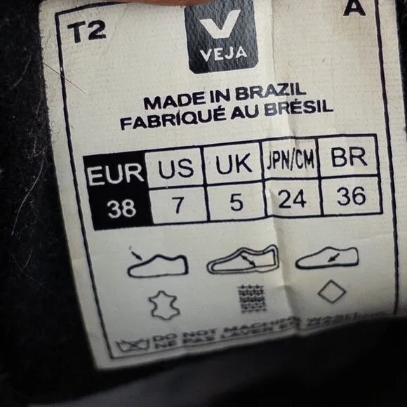 Veja Campo Leather Black White Sneakers Womens 7
