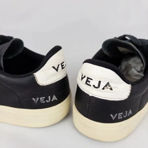 Veja Campo Leather Black White Sneakers Womens 7