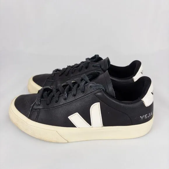 Veja Campo Leather Black White Sneakers Womens 7