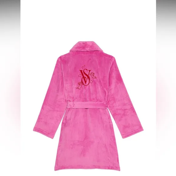 Victoria’s Secret pink peony 💘 sexy cozy soft short robe size M/L 🤍🩷💕💌💋✨