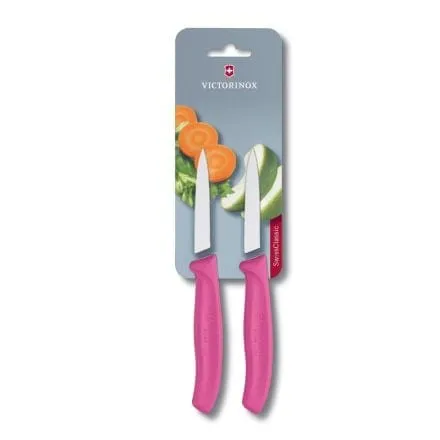 Victorinox Swiss Classic 2 Piece Paring Knives Plain Pink 8cm V6.7606.L115B
