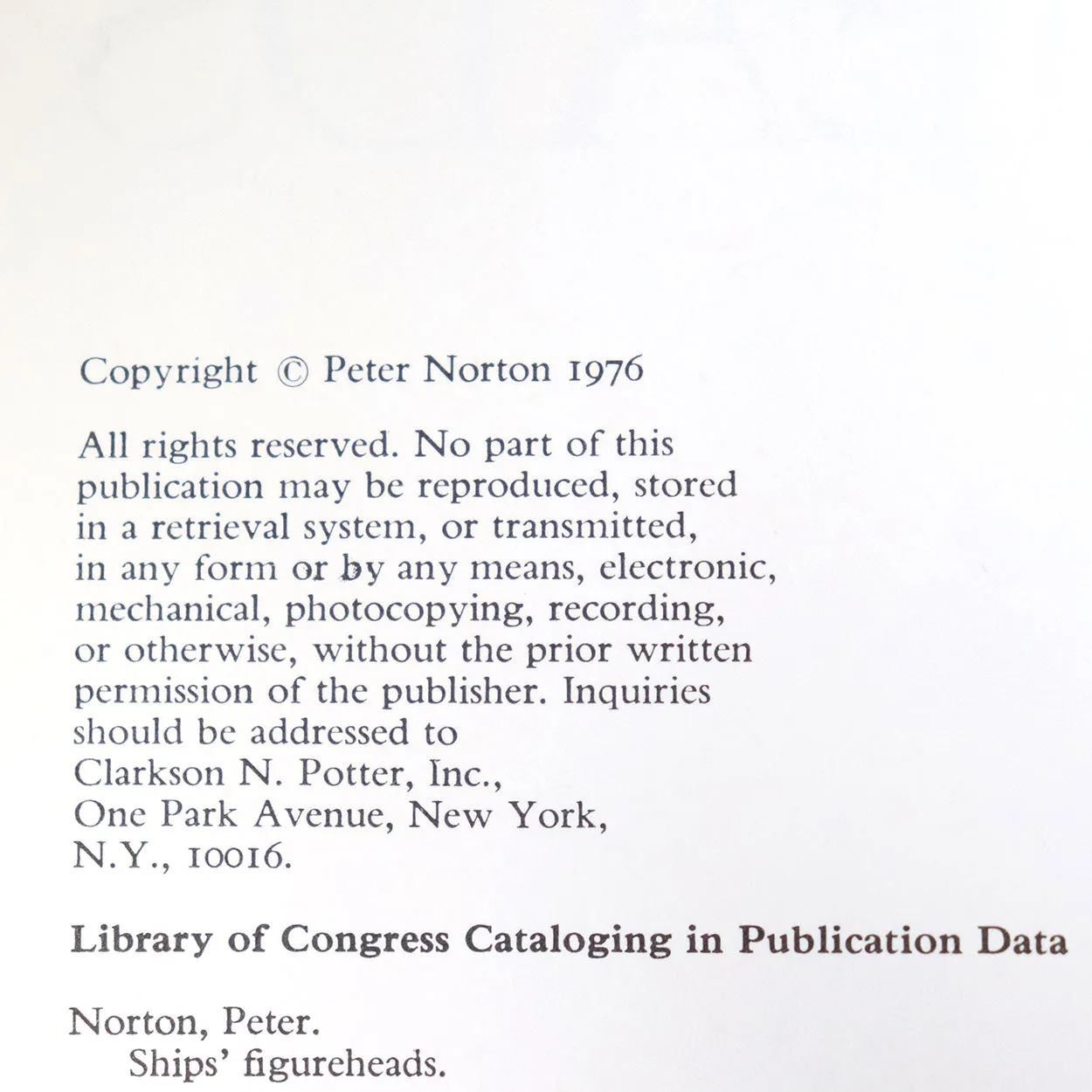 Vintage First Edition Book: Ships' Figureheads by Peter Norton