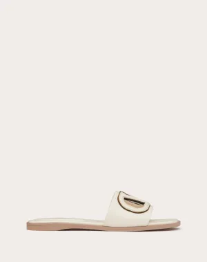 Vlogo Cut-Out Calfskin Slide Sandal