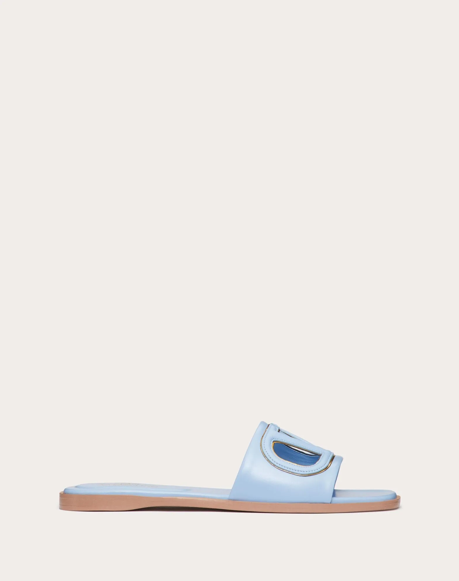 Vlogo Cut-Out Calfskin Slide Sandal